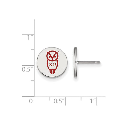 Sterlingsilber Rhodiniert Logoart Chi Omega Sorority Symbol Farbe Emaille Ohrstecker