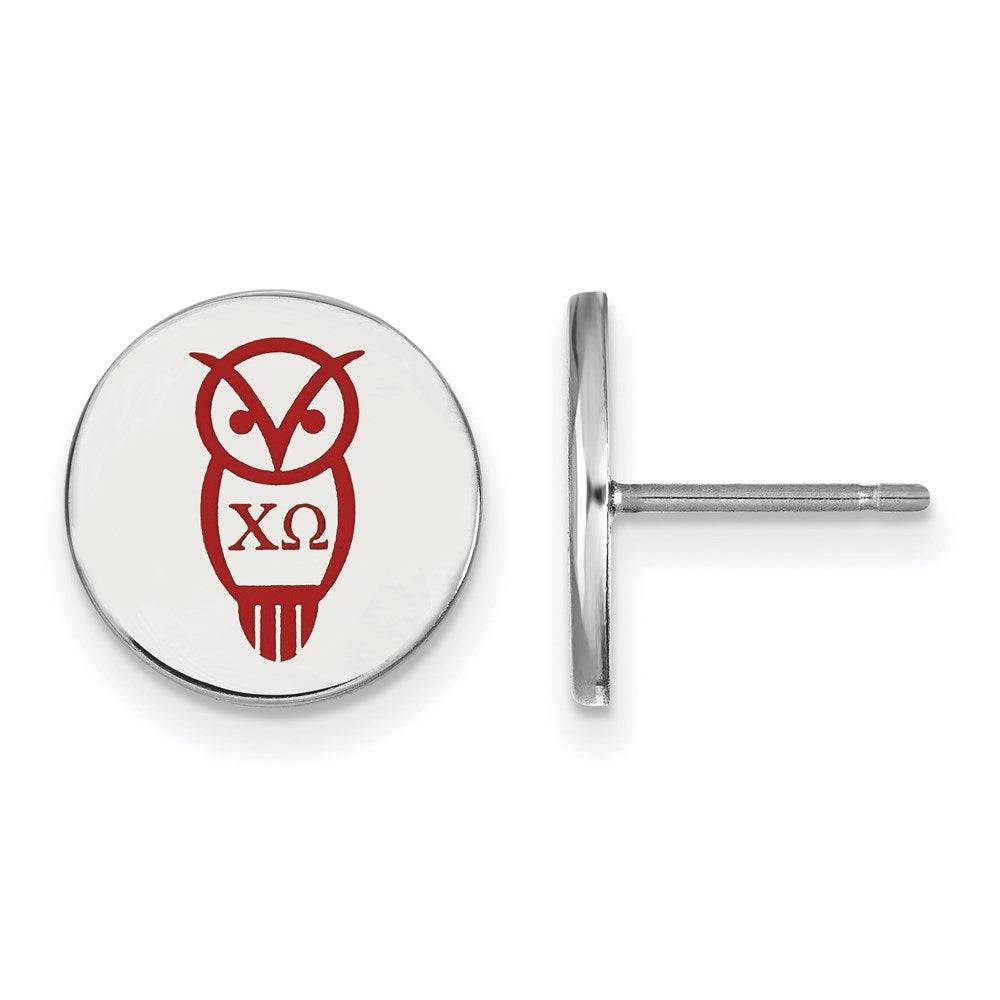 Sterlingsilber Rhodiniert Logoart Chi Omega Sorority Symbol Farbe Emaille Ohrstecker