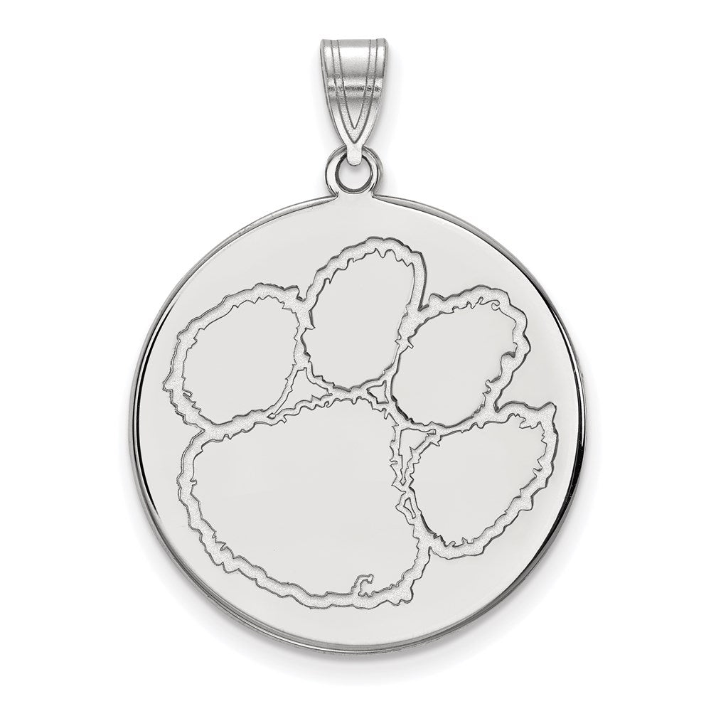 14K Weißgold Logoart Clemson University Tiger Paw Extra Groß Plättchen Anhänger