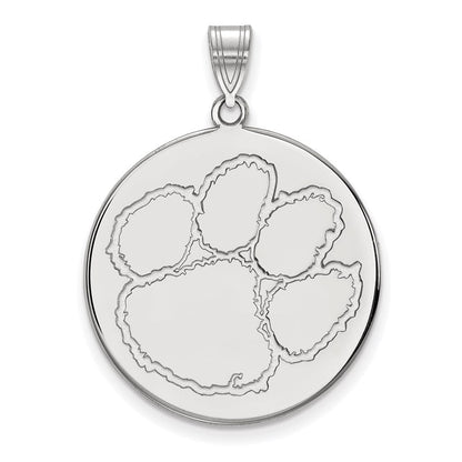 14K Weißgold Logoart Clemson University Tiger Paw Extra Groß Plättchen Anhänger