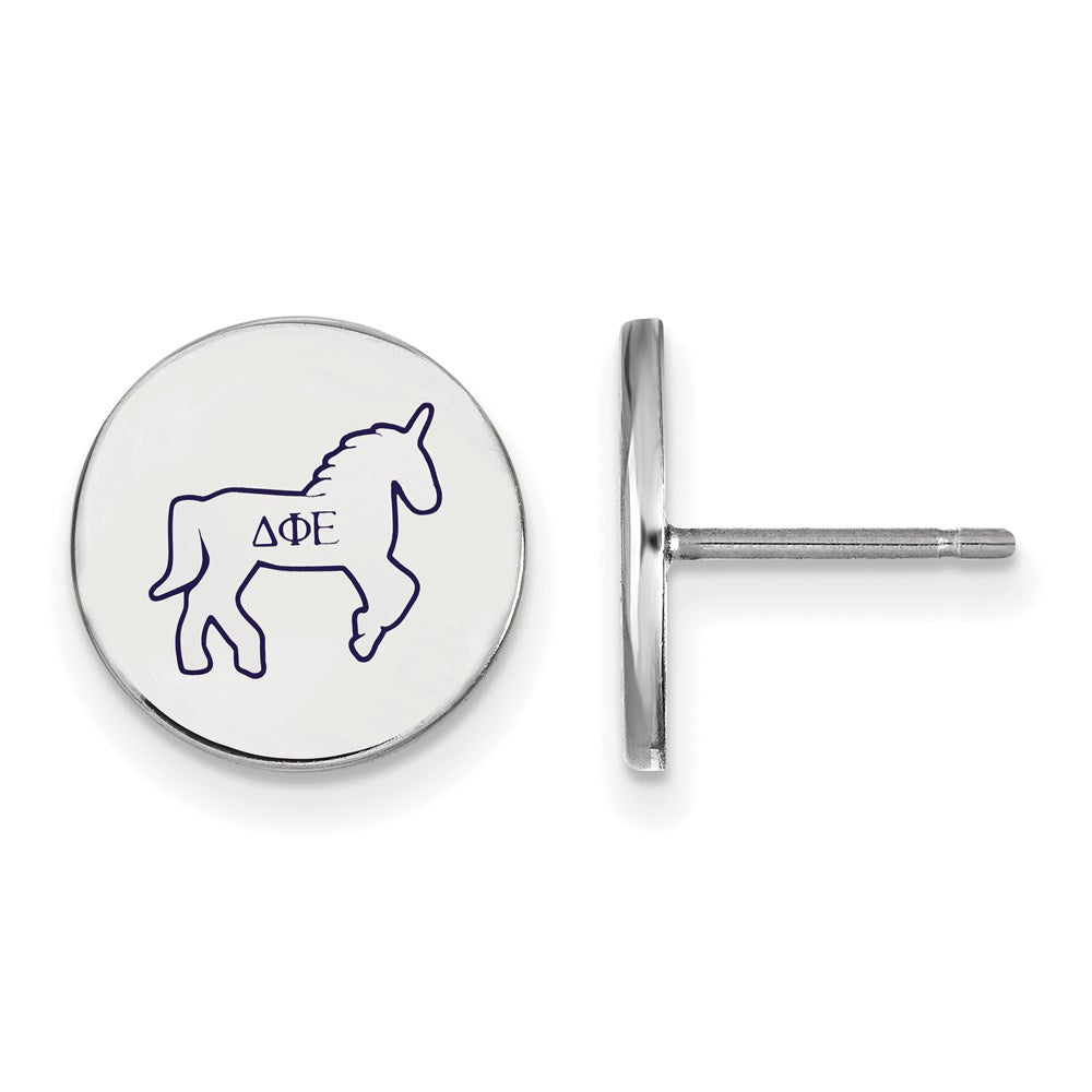 Sterlingsilber Rhodiniert Logoart Delta Phi Epsilon Sorority Symbol Farbe Emaille Ohrstecker