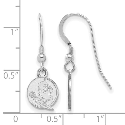 Sterlingsilber Rhodiniert Logoart Florida State University Seminole Extra Klein Hängend Draht Ohrringe