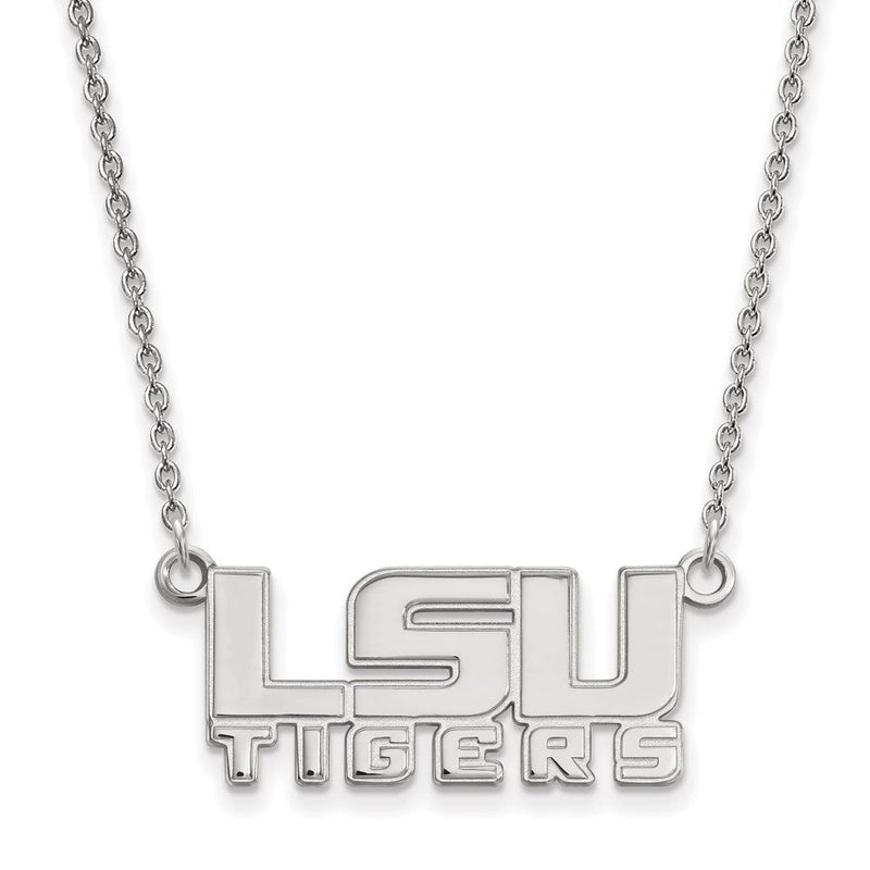Sterlingsilber Rhodiniert Logoart Louisiana State University L S U Tigers Klein Anhänger 18 Zoll Halskette