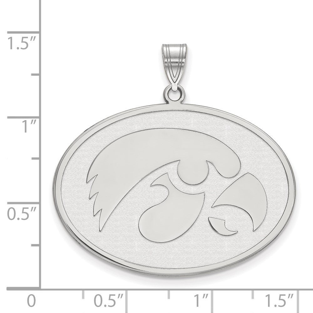 Sterlingsilber Rhodiniert Logoart University Of Iowa Hawk Extra Groß Oval Anhänger