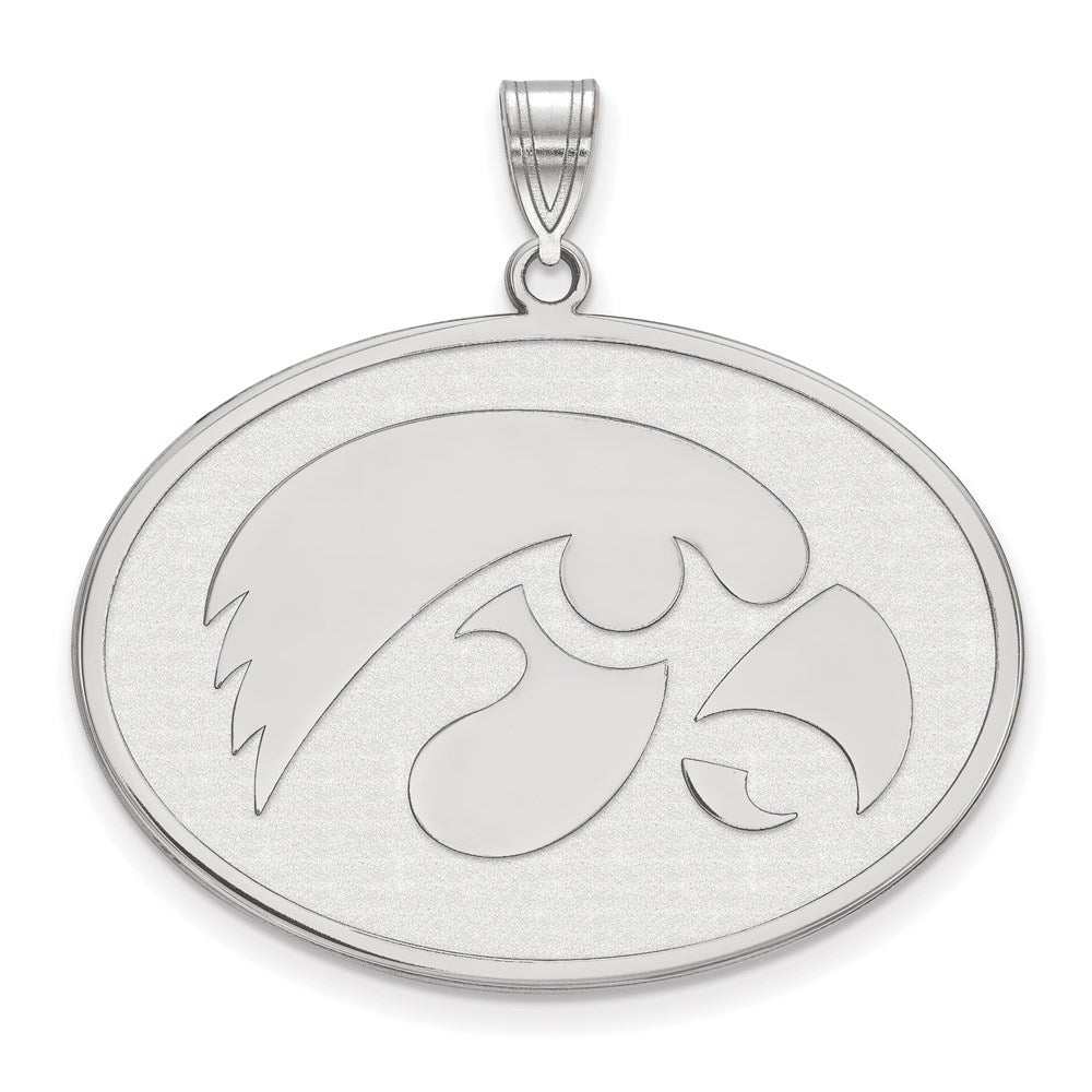 Sterlingsilber Rhodiniert Logoart University Of Iowa Hawk Extra Groß Oval Anhänger