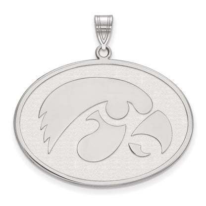 Sterlingsilber Rhodiniert Logoart University Of Iowa Hawk Extra Groß Oval Anhänger