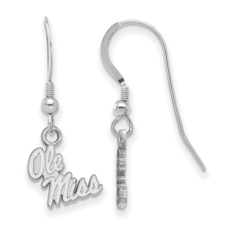 Sterlingsilber Rhodiniert Logoart University Of Mississippi Ole Miss Extra Klein Hängend Draht Ohrringe
