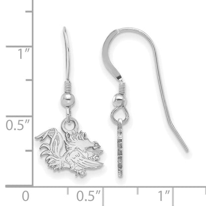 Sterlingsilber Rhodiniert Logoart University Of South Carolina Gamecock Extra Klein Hängend Draht Ohrringe