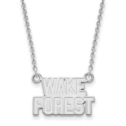 Sterlingsilber Rhodiniert Logoart Wake Forest University W F Deacon Klein Anhänger 18 Zoll Halskette
