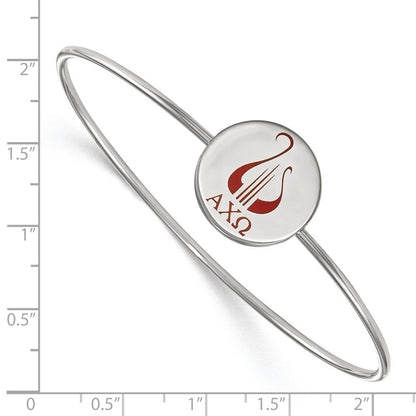 Sterlingsilber Rhodiniert Logoart Alpha Chi Omega Emailliert Schieber auf Armreif Armband