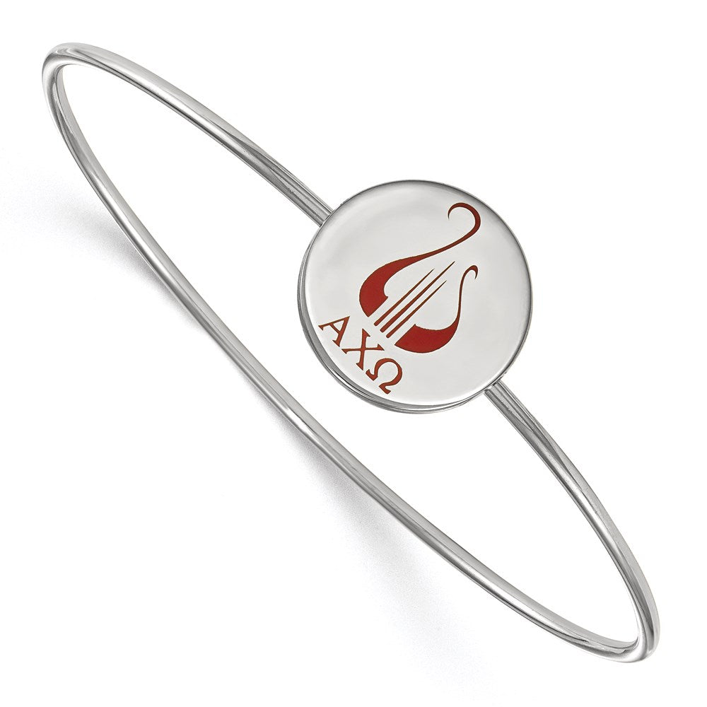 Sterlingsilber Rhodiniert Logoart Alpha Chi Omega Emailliert Schieber auf Armreif Armband