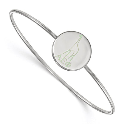 Sterlingsilber S. Rhodiniert Logoart Alpha Epsilon Phi Emailliert Schieber auf Armreif Armband