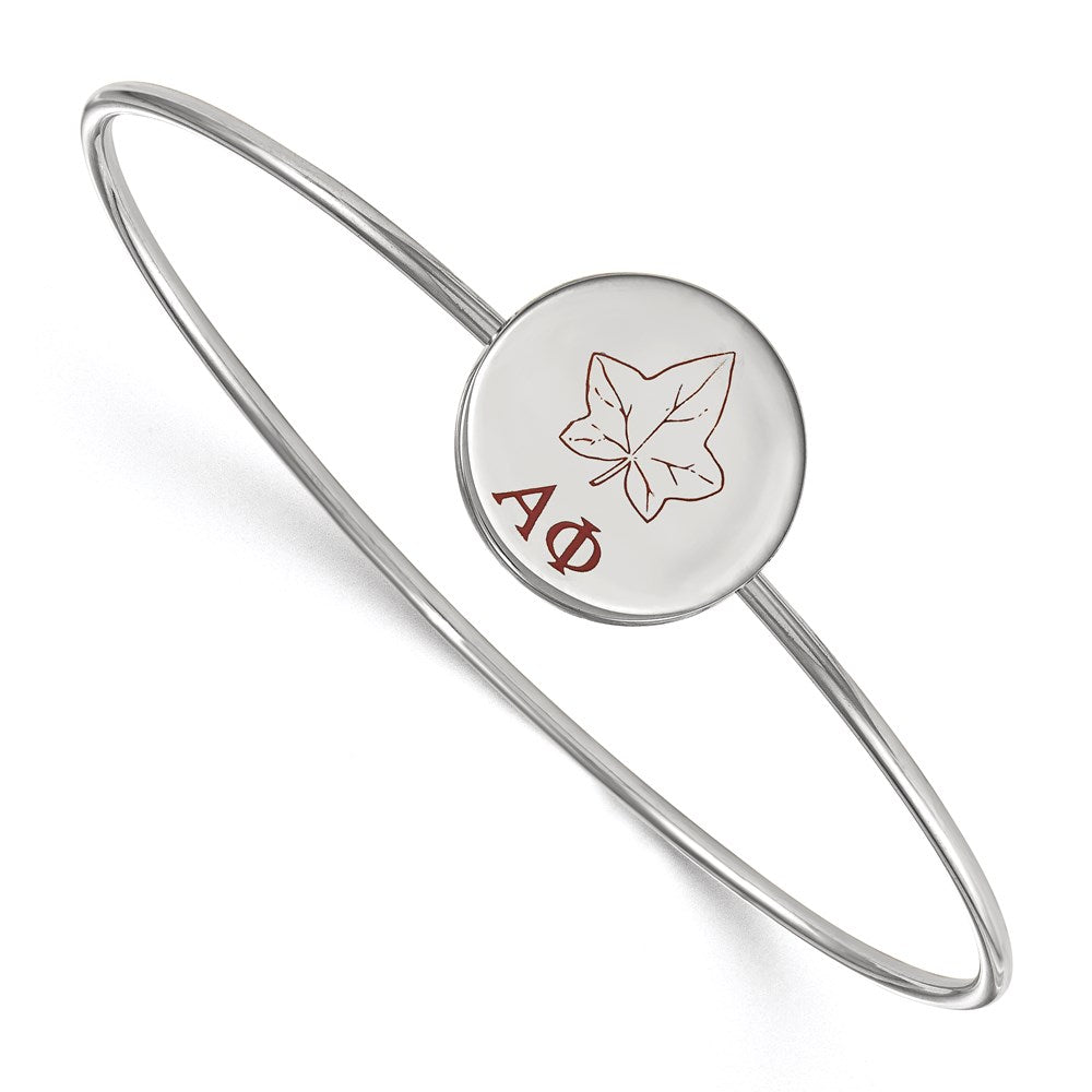Sterlingsilber Rhodiniert Logoart Alpha Phi Emailliert Schieber auf Armreif Armband