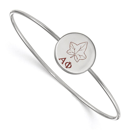 Sterlingsilber Rhodiniert Logoart Alpha Phi Emailliert Schieber auf Armreif Armband