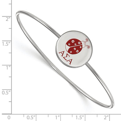 Sterlingsilber S. Rhodiniert Logoart Alpha Sigma Emailliert Schieber auf Armreif Armband