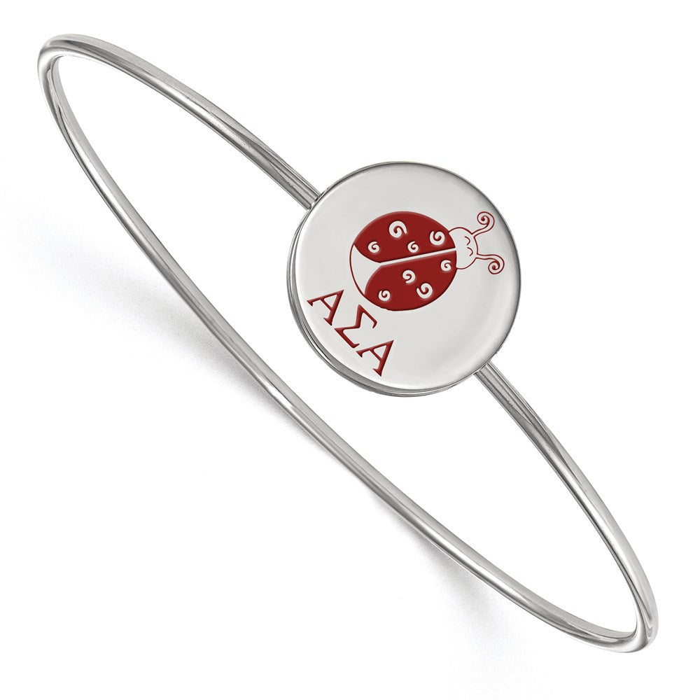 Sterlingsilber S. Rhodiniert Logoart Alpha Sigma Emailliert Schieber auf Armreif Armband