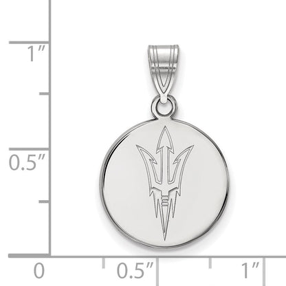 Sterlingsilber Rhodiniert Logoart Arizona State University Pitchfork Mittel Plättchen Anhänger