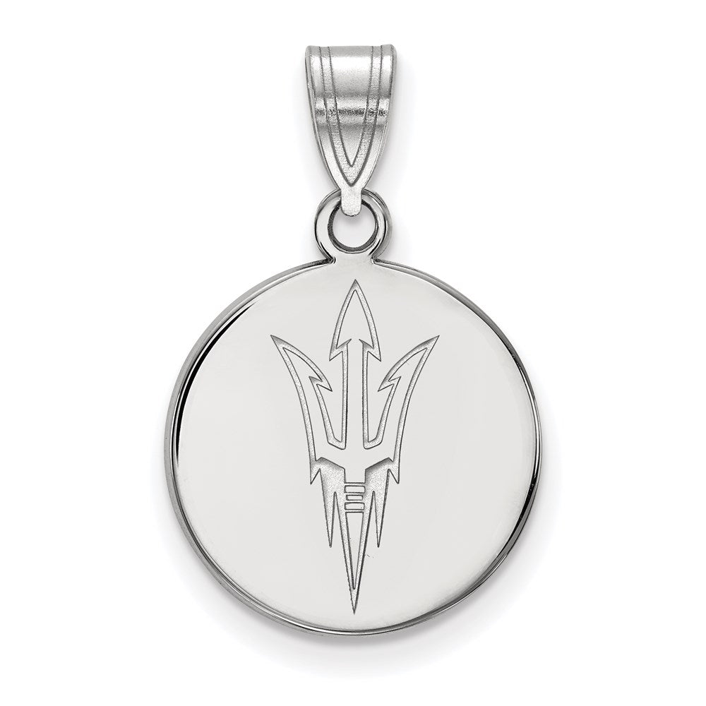 Sterlingsilber Rhodiniert Logoart Arizona State University Pitchfork Mittel Plättchen Anhänger