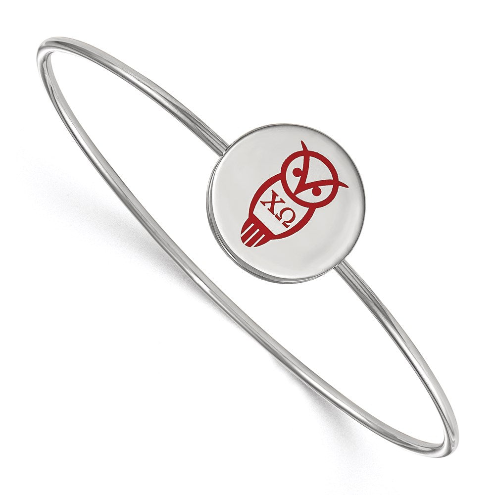 Sterlingsilber Rhodiniert Logoart Chi Omega Emailliert Schieber auf Armreif Armband