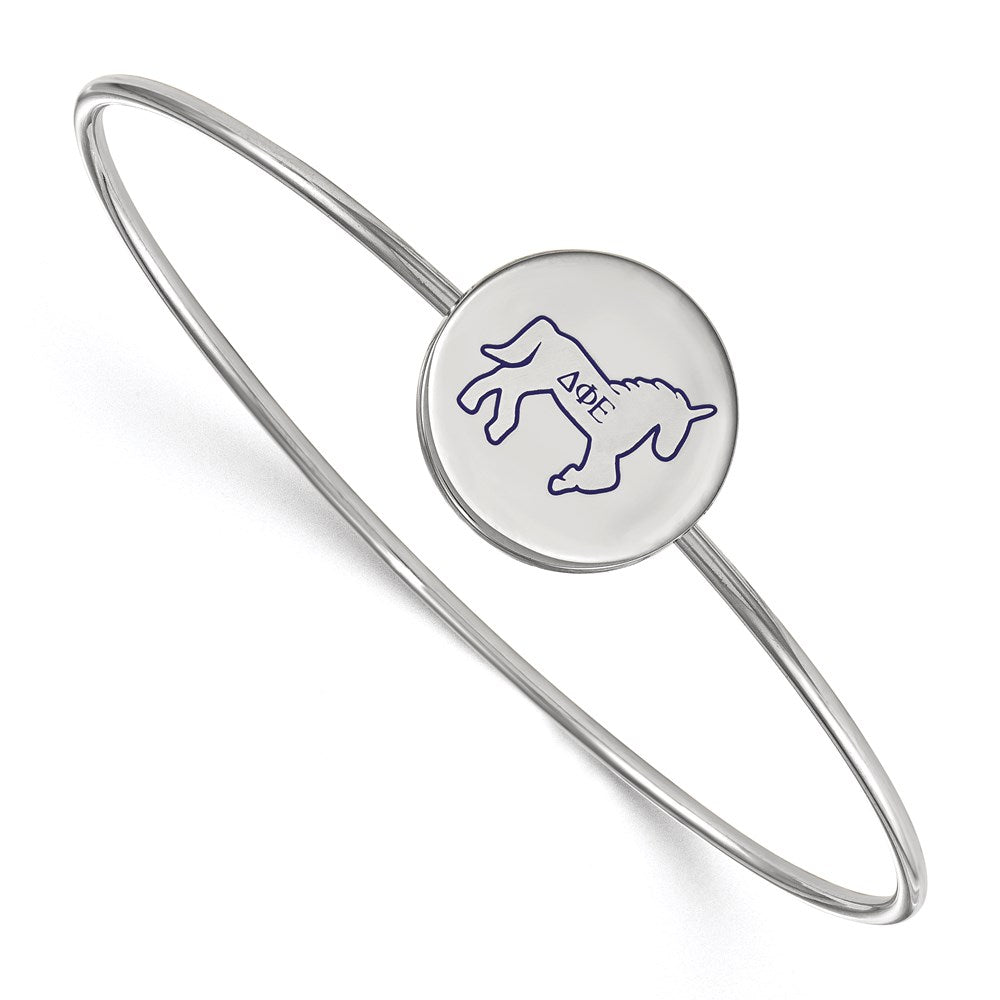 Sterlingsilber S. Rhodiniert Logoart Delta Phi Epsilon Emailliert Schieber auf Armreif Armband