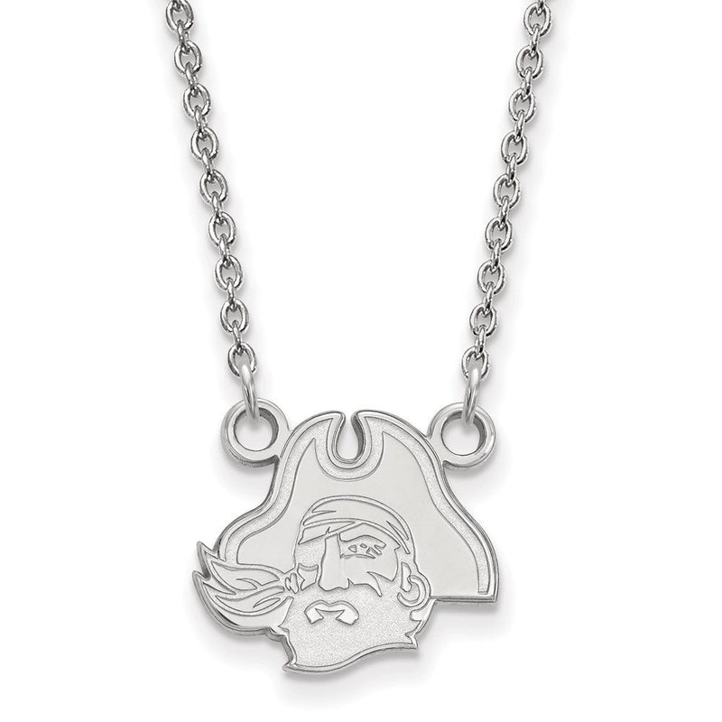 10K Weißgold Logoart Ost Carolina University Pirat Klein Anhänger 18 Zoll Halskette