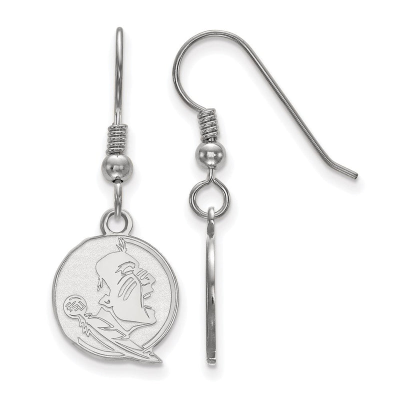 Sterlingsilber Rhodiniert Logoart Florida State University Seminole Klein Hängend Draht Ohrringe