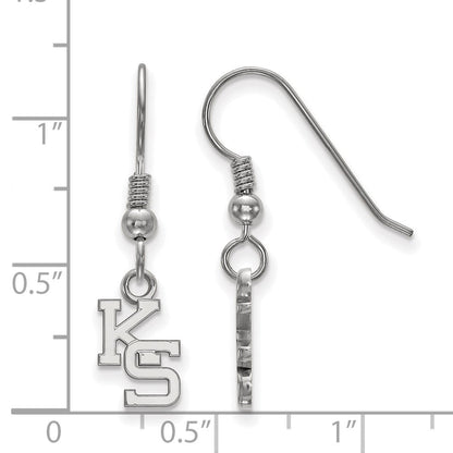 Sterlingsilber Rhodiniert Logoart Kansas State University K S Extra Klein Hängend Draht Ohrringe