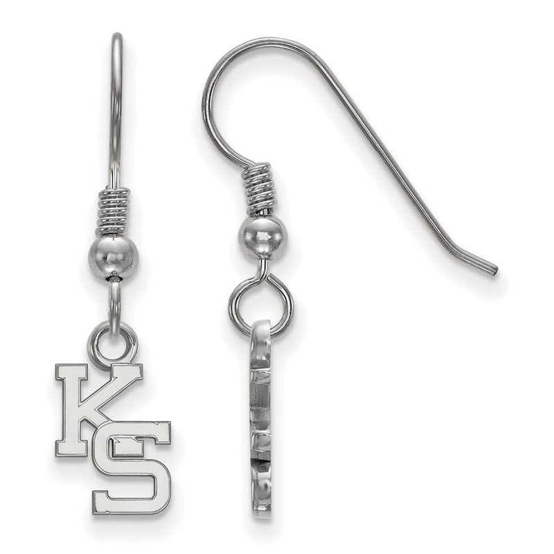 Sterlingsilber Rhodiniert Logoart Kansas State University K S Extra Klein Hängend Draht Ohrringe