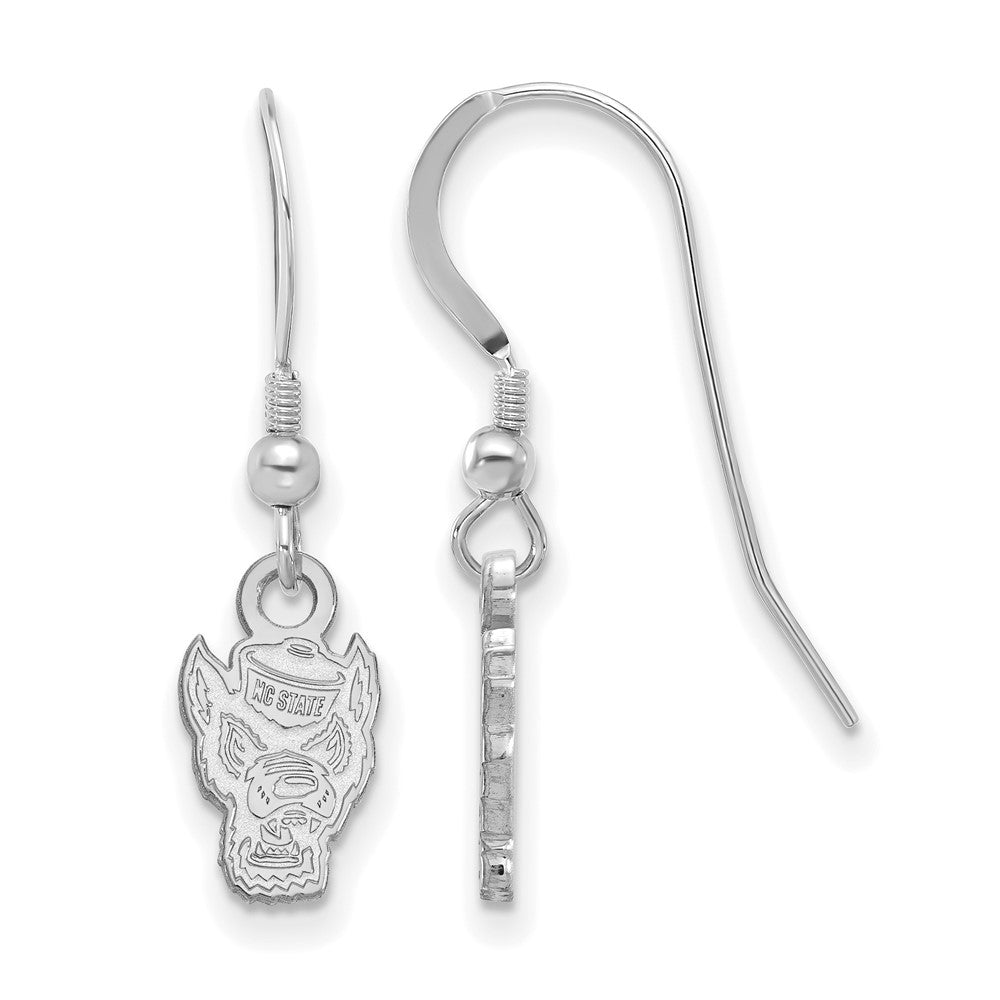 Sterlingsilber Rhodiniert Logoart North Carolina State University Wolf Extra Klein Hängend Draht Ohrringe