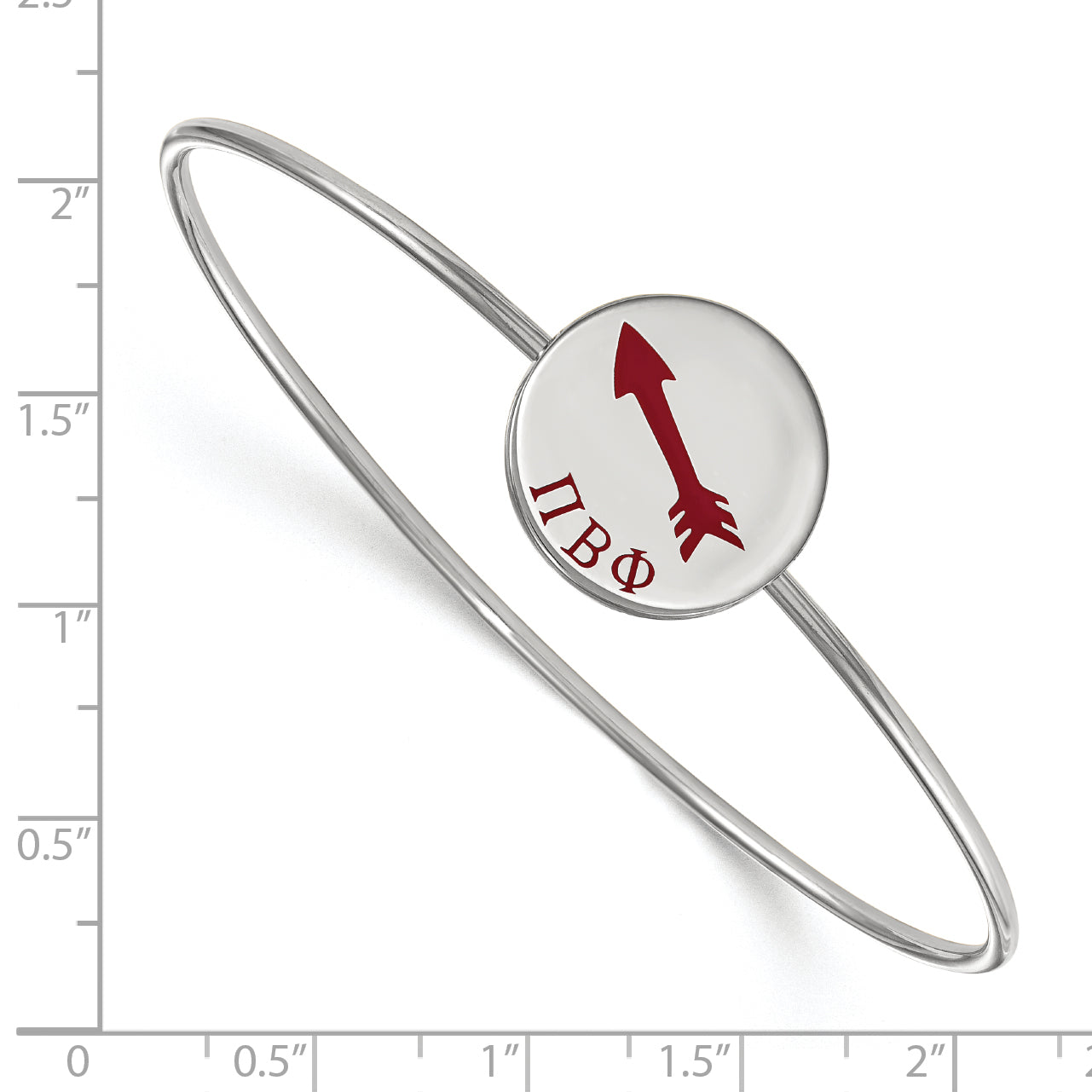 Sterlingsilber Rhodiniert Logoart Pi Beta Phi Emailliert Schieber auf Armreif Armband