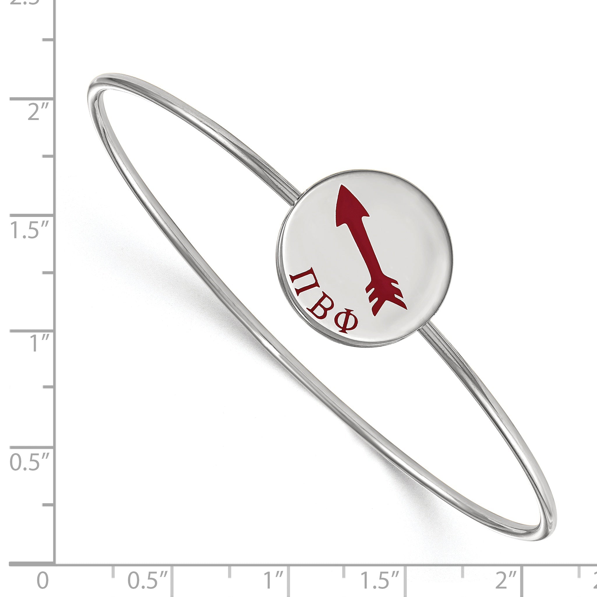 Sterlingsilber Rhodiniert Logoart Pi Beta Phi Emailliert Schieber auf Armreif Armband