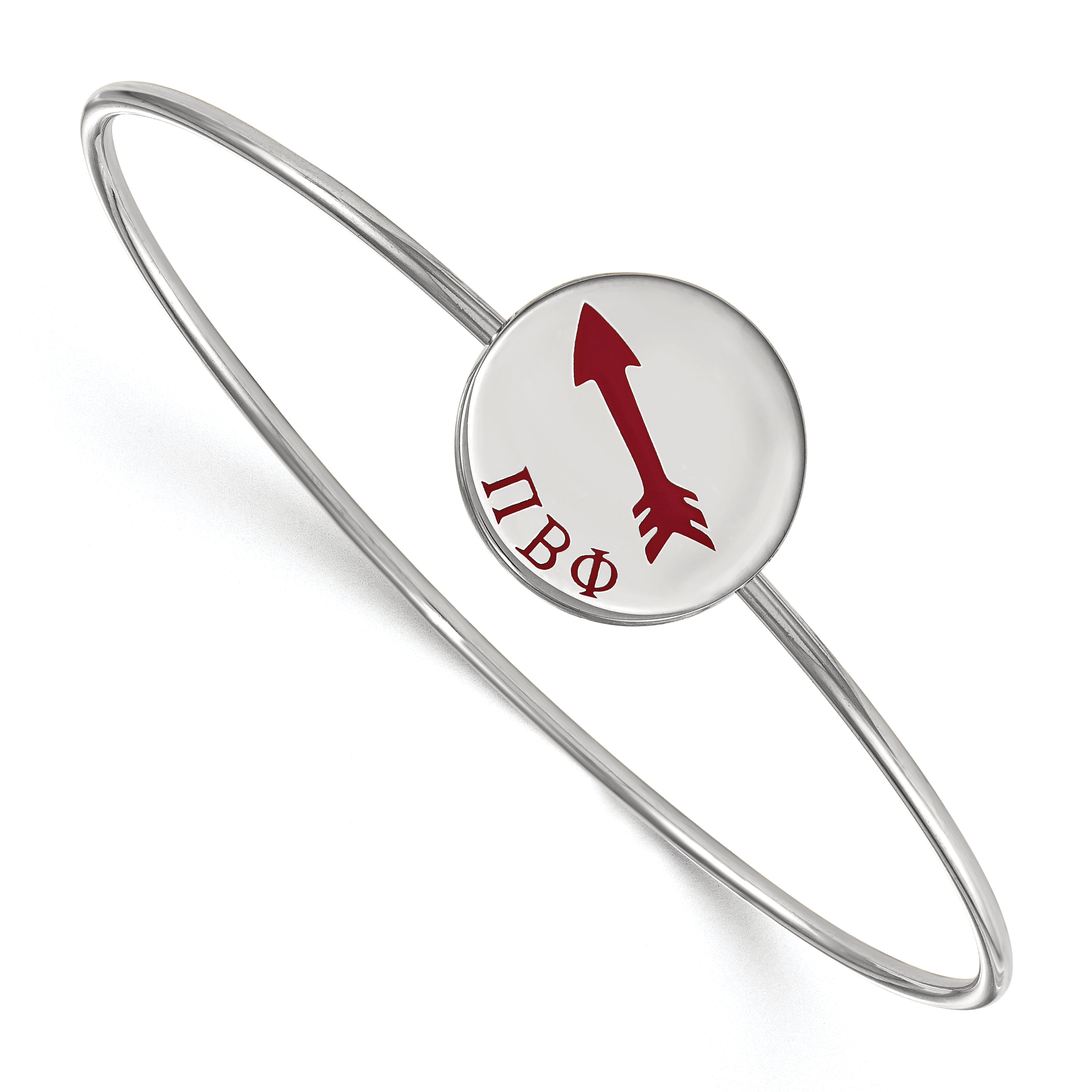 Sterlingsilber Rhodiniert Logoart Pi Beta Phi Emailliert Schieber auf Armreif Armband
