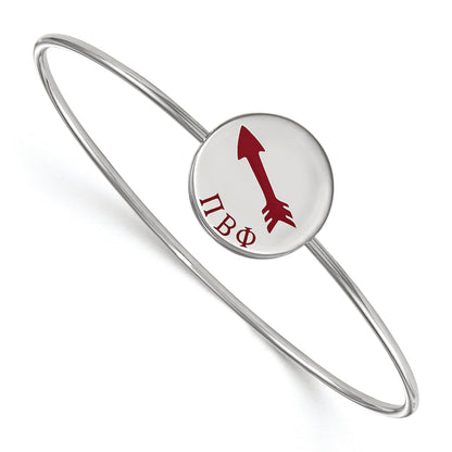 Sterlingsilber Rhodiniert Logoart Pi Beta Phi Emailliert Schieber auf Armreif Armband