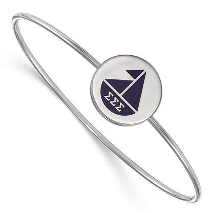 Sterlingsilber S. Rhodiniert Logoart Sigma Emailliert Schieber auf Armreif Armband