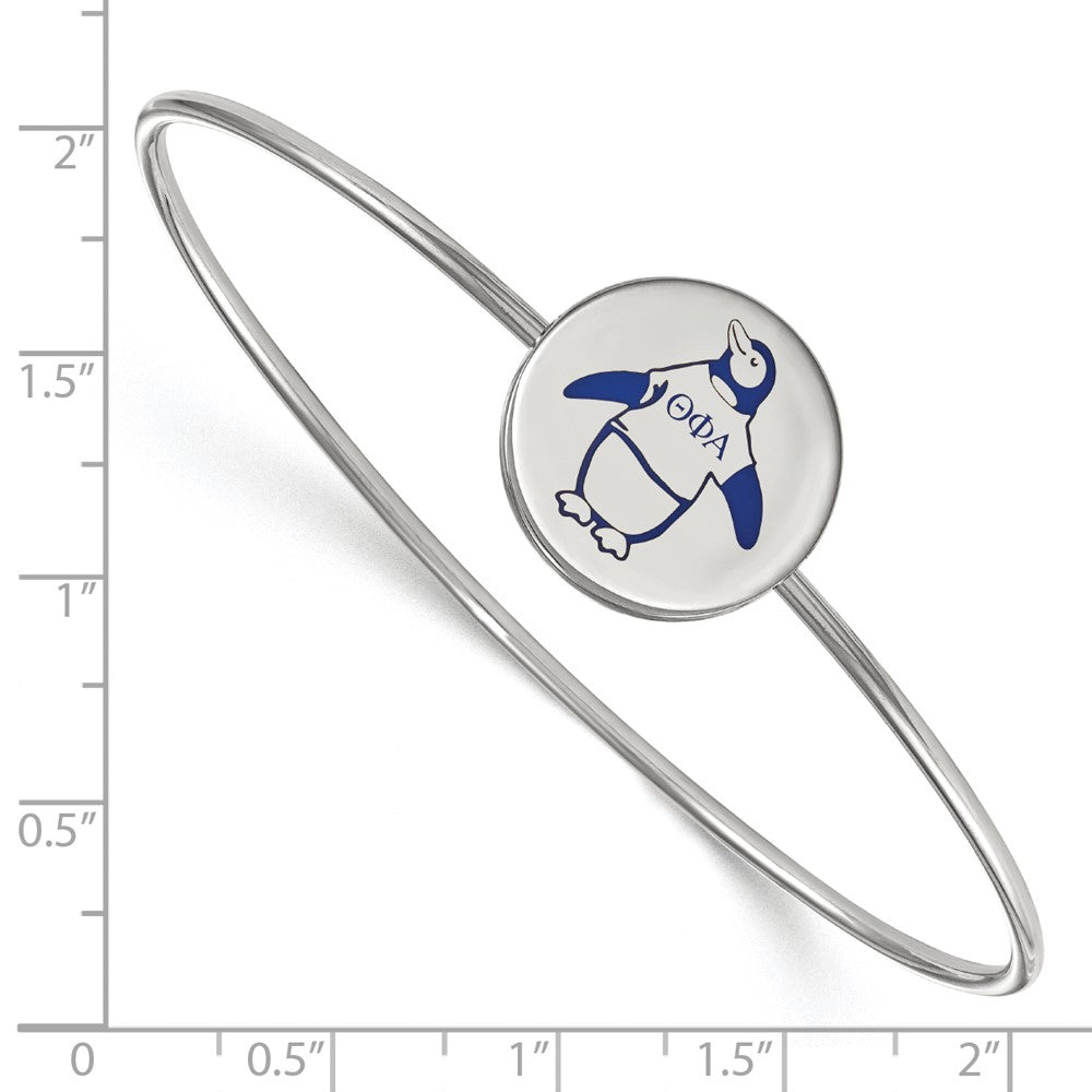 Sterlingsilber Rhodiniert Logoart Theta Phi Alpha Emailliert Schieber auf Armreif Armband