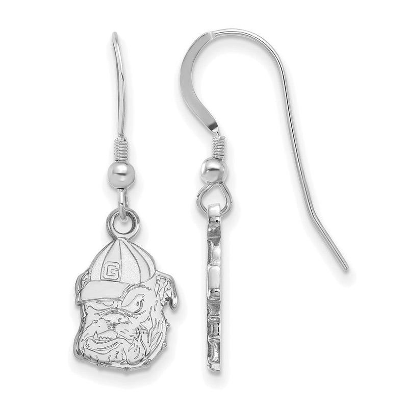 Sterlingsilber Rhodiniert Logoart University Of Georgia Bulldog Klein Hängend Draht Ohrringe