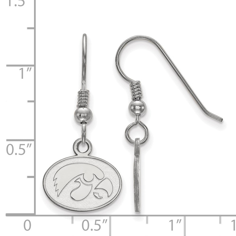 Sterlingsilber Rhodiniert Logoart University Of Iowa Hawk Extra Klein Oval Hängend Draht Ohrringe