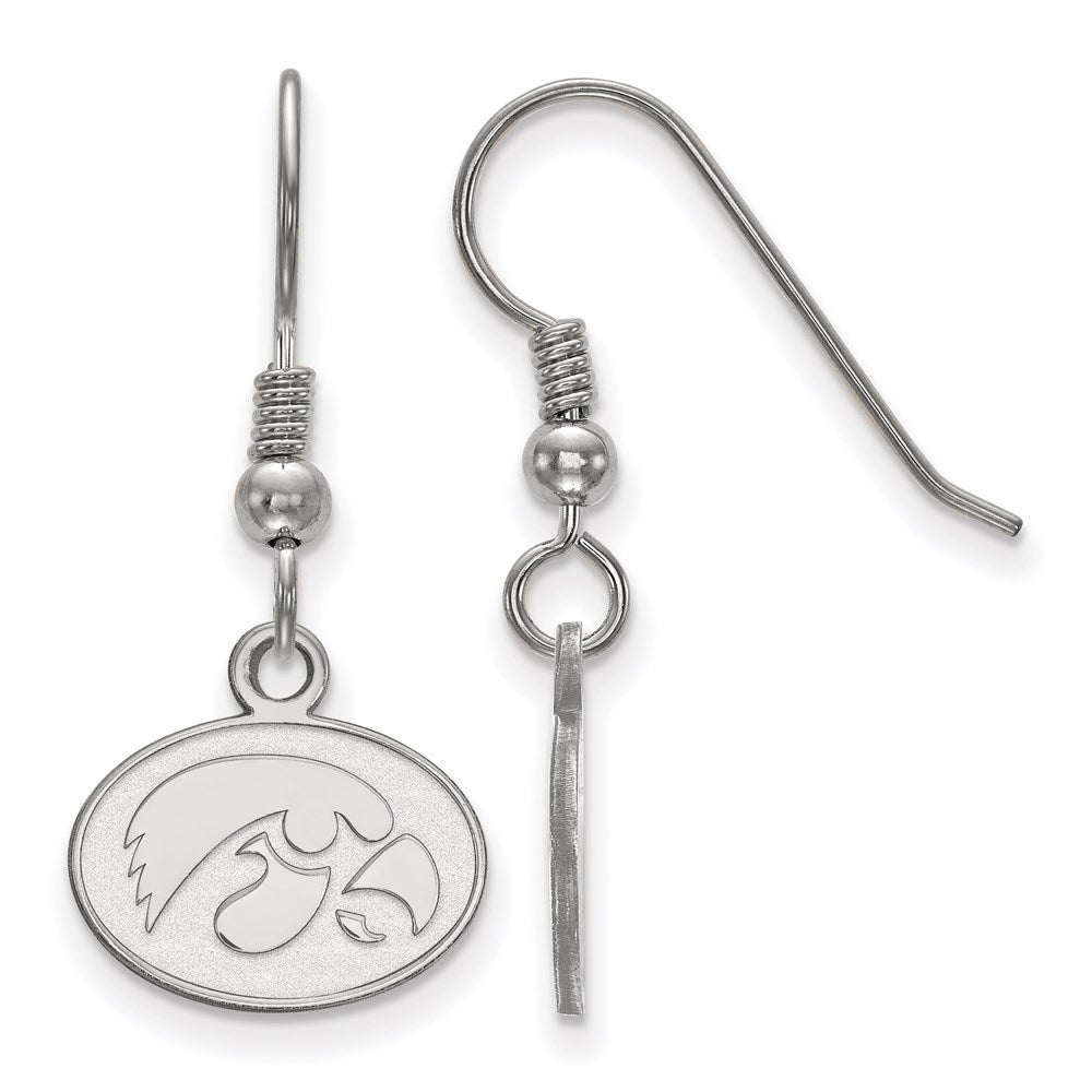 Sterlingsilber Rhodiniert Logoart University Of Iowa Hawk Extra Klein Oval Hängend Draht Ohrringe