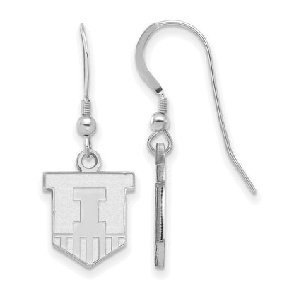 Sterlingsilber Rhodiniert Logoart University Of Illinois Victory Abzeichen Klein Hängend Draht Ohrringe