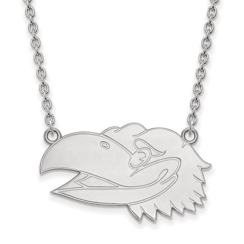 10K Weißgold Logoart University Of Kansas Jayhawk Groß Anhänger 18 Zoll Halskette