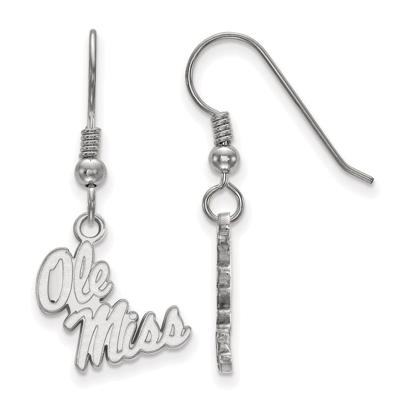 Sterlingsilber Rhodiniert Logoart University Of Mississippi Ole Miss Klein Hängend Draht Ohrringe