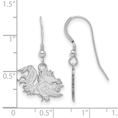Sterlingsilber Rhodiniert Logoart University Of South Carolina Gamecock Klein Hängend Draht Ohrringe