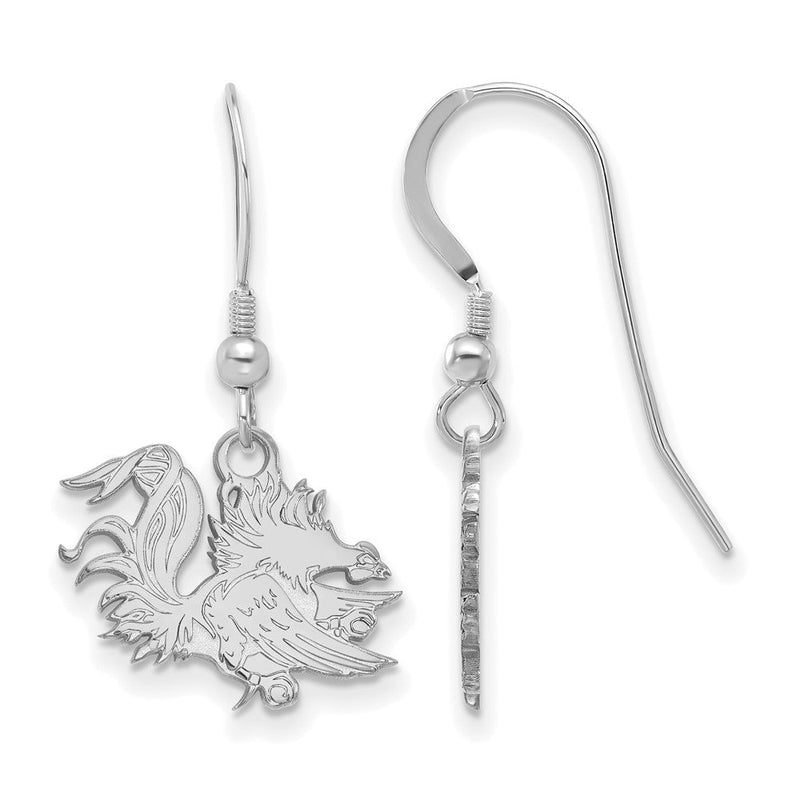 Sterlingsilber Rhodiniert Logoart University Of South Carolina Gamecock Klein Hängend Draht Ohrringe