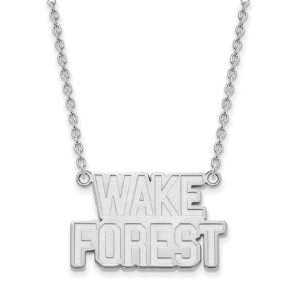 Sterlingsilber Rhodiniert Logoart Wake Forest University W F Deacon Groß Anhänger 18 Zoll Halskette