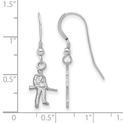 Sterlingsilber Rhodiniert Logoart West Virginia University Mountaineer Klein Hängend Draht Ohrringe