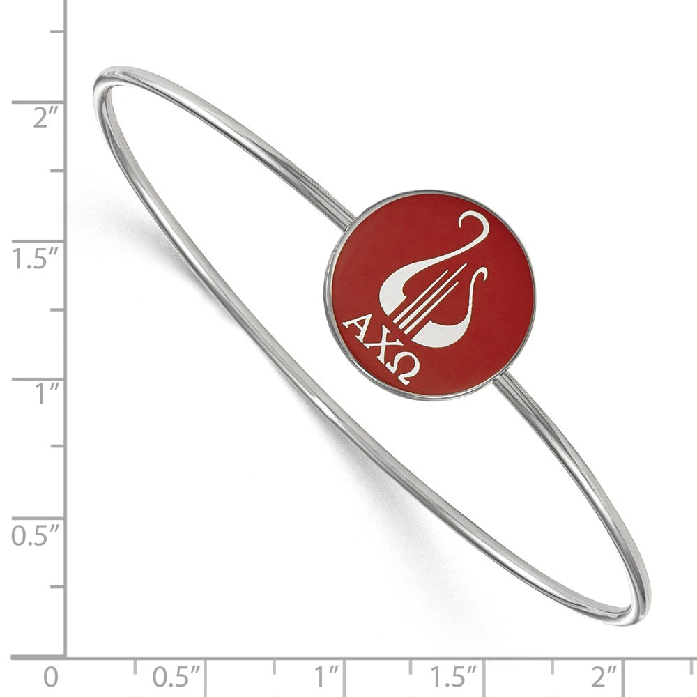 Sterlingsilber Rhodiniert Logoart Alpha Chi Omega Emailliert Schieber auf Armreif Armband