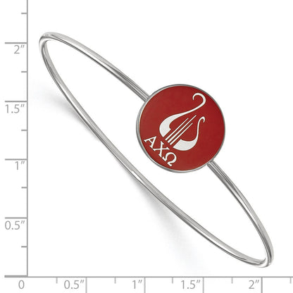 Sterlingsilber Rhodiniert Logoart Alpha Chi Omega Emailliert Schieber auf Armreif Armband