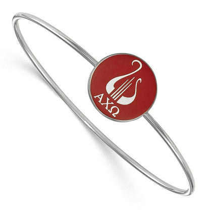 Sterlingsilber Rhodiniert Logoart Alpha Chi Omega Emailliert Schieber auf Armreif Armband