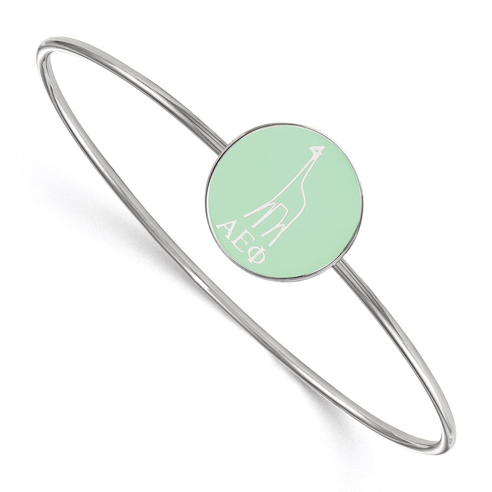 Sterlingsilber S. Rhodiniert Logoart Alpha Epsilon Phi Emailliert Schieber auf Armreif Armband
