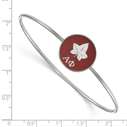 Sterlingsilber Rhodiniert Logoart Alpha Phi Emailliert Schieber auf Armreif Armband